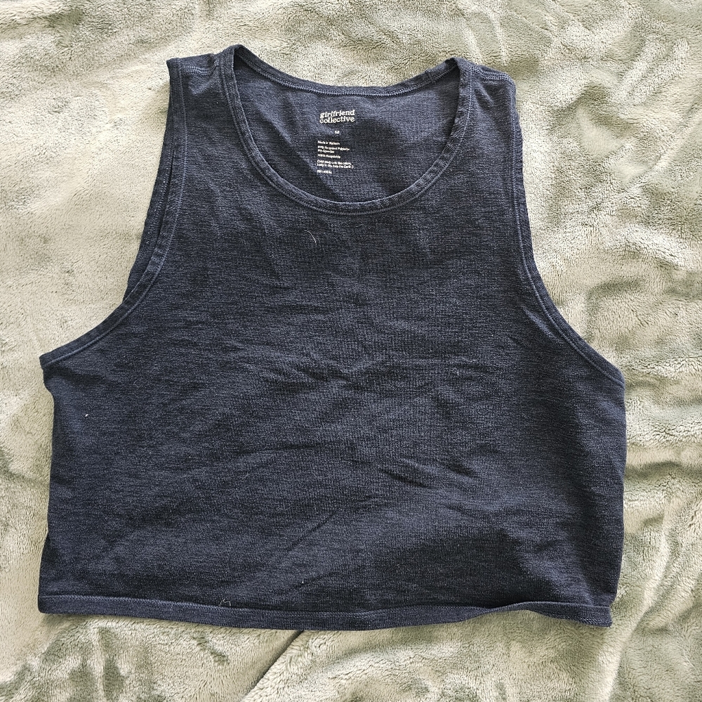 Girlfriend Collective Dark Blue Crop Tank Top Size M